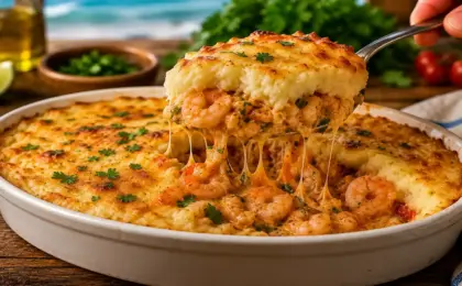 escondidinho de camarão com aipim