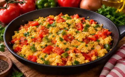 Ovos ao molho de tomate com coentro